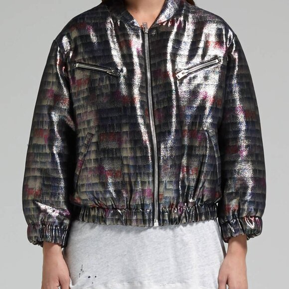IRO Zina cropped bomber jacket, color - Multico, Size FR 36, US XS to S, EUC - Picture 2 of 8